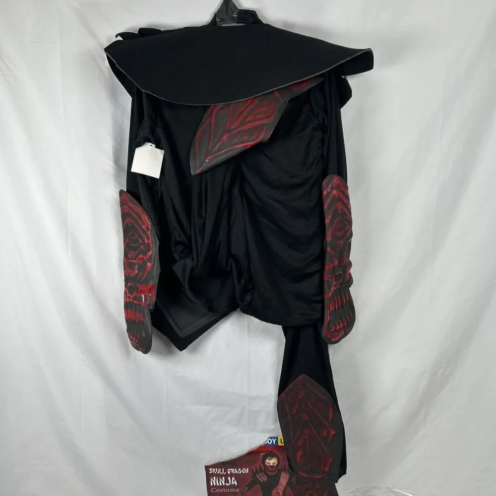 Skull Dragon Ninja Boys Halloween Costume Large 10-12 Black Red Mask Belt